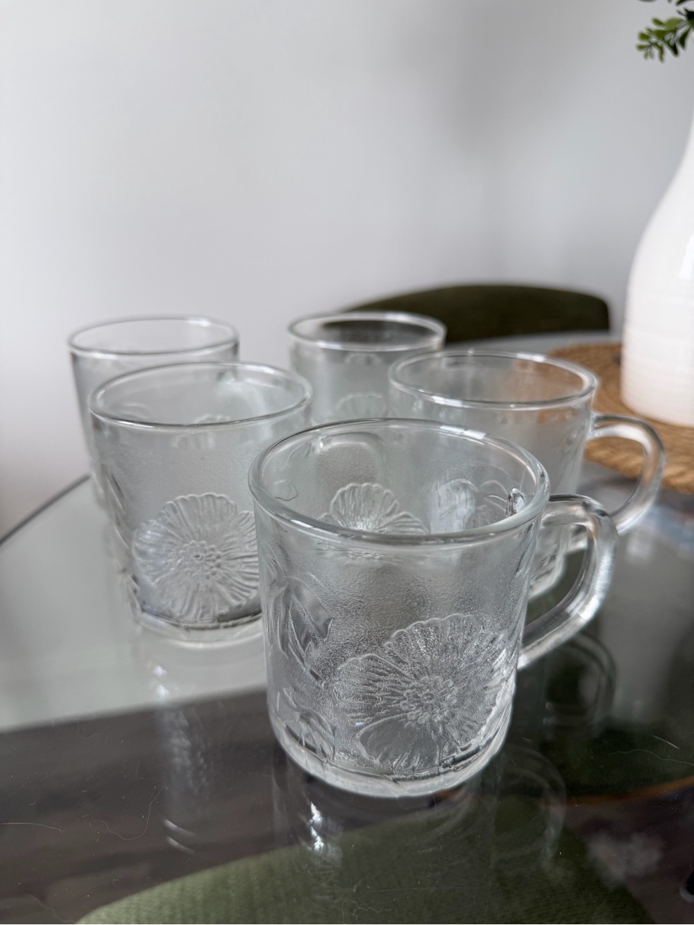 Vintage Set of 5 Kig Indonesia Glass Mugs